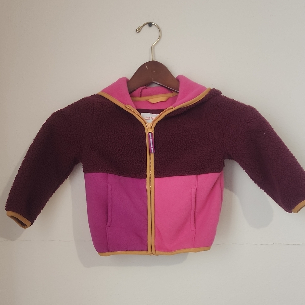 Cat & Jack Pink and Burgundy Jacket with Yellow Trim